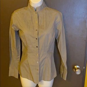 NETWORK UK designer blue-gray metal accent tailored shirt XS dress shirt